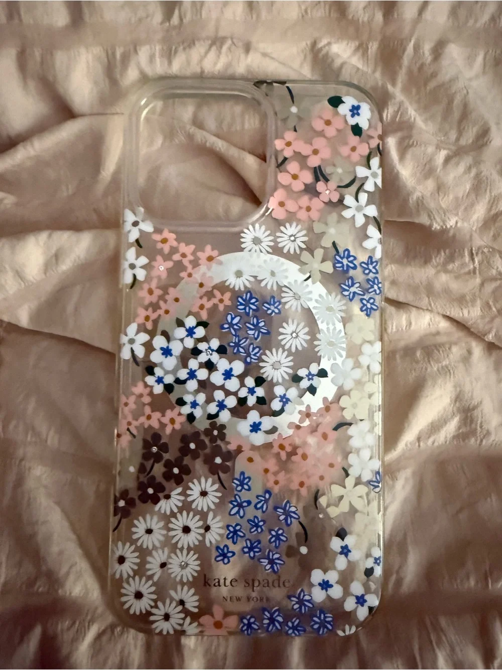 kate spade Clear Floral Case with Pink, Blue, White Flowers. iPhone 16 pro max